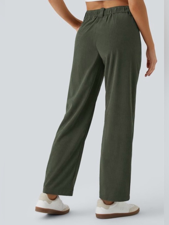 HALARA Pants - Halara AuraCord™ Olive Green High-Waisted Corduroy Pleated Wide Leg Pants   XL
